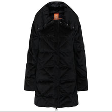 Load image into Gallery viewer, Black coat with a high neck on a white background