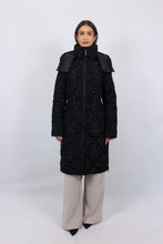 Load image into Gallery viewer, Saga Long Vegan Down Coat | Black Leopard