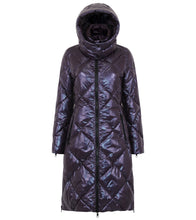 Load image into Gallery viewer, Saga Long Vegan Down Coat | Aubergine