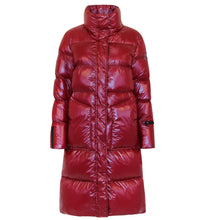 Load image into Gallery viewer, Fria Long Down Coat | Dark Lipstick Red