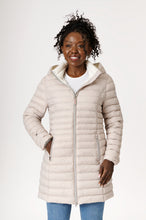 Load image into Gallery viewer, Julie Vegan Down Coat | Linen & Off White 2