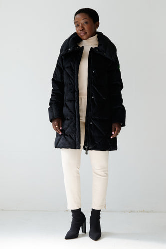 Alva Vegan Down Coat | Black Velvet