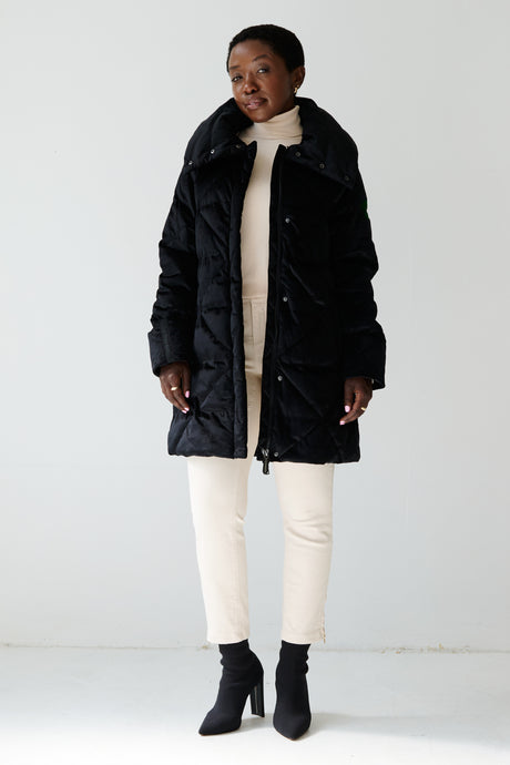 Alva Vegan Down Coat | Black Velvet