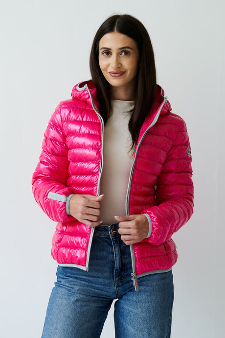 Elfy Vegan Down Short Jacket | Flash Pink