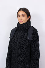 Load image into Gallery viewer, Saga Long Vegan Down Coat | Black Leopard
