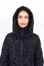 Load image into Gallery viewer, Saga Long Vegan Down Coat | Black Leopard
