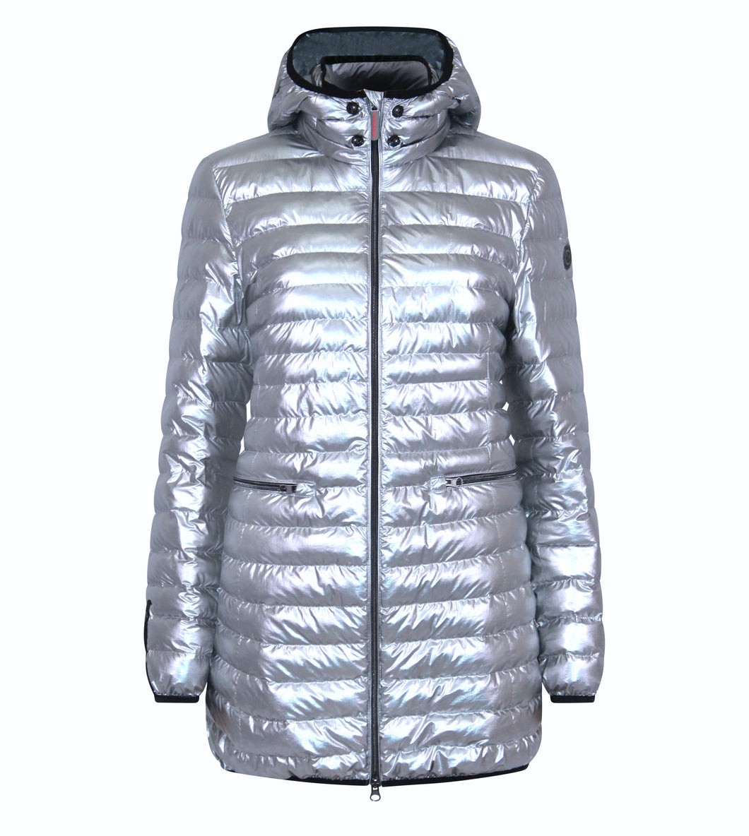 Shannon Vegan Down Coat | Metallic Silver