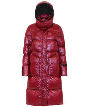 Load image into Gallery viewer, Fria Long Down Coat | Dark Lipstick Red

