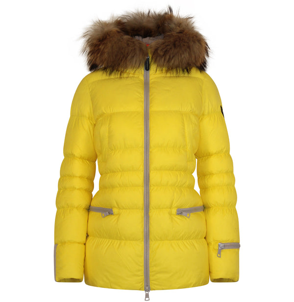 Earth Spirit Long Down Jacket | Bumblebee & Linen