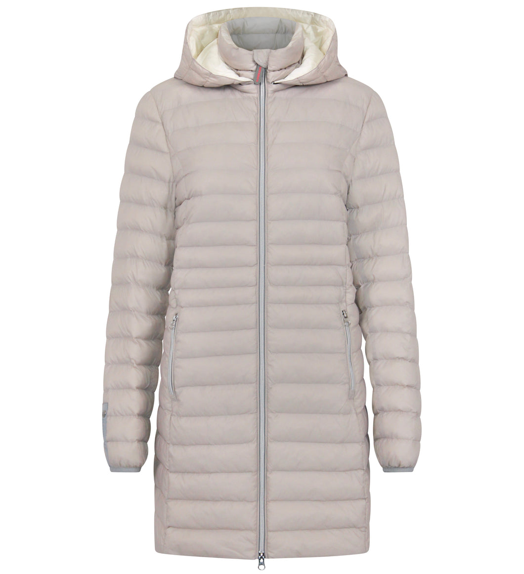 Julie Vegan Down Coat | Linen & Off White