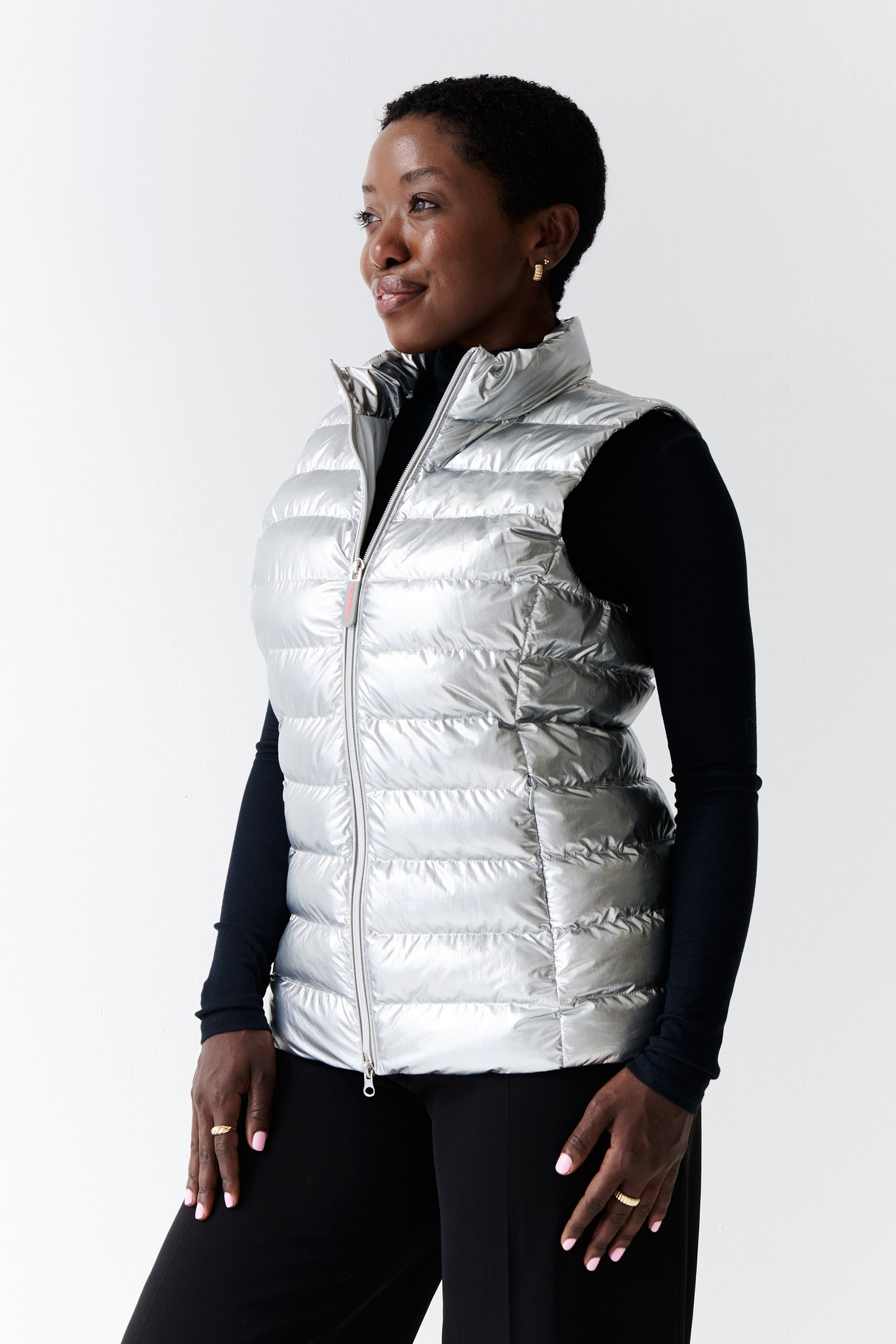 Melian Short Vegan Down Vest Metallic Silver Eleven Elfs