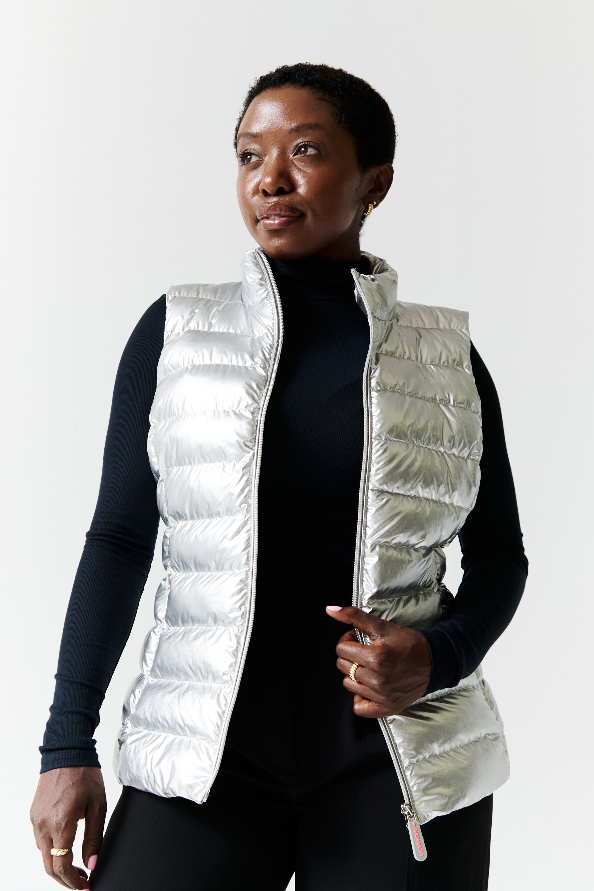 Melian Short Vegan Down Vest Metallic Silver Eleven Elfs