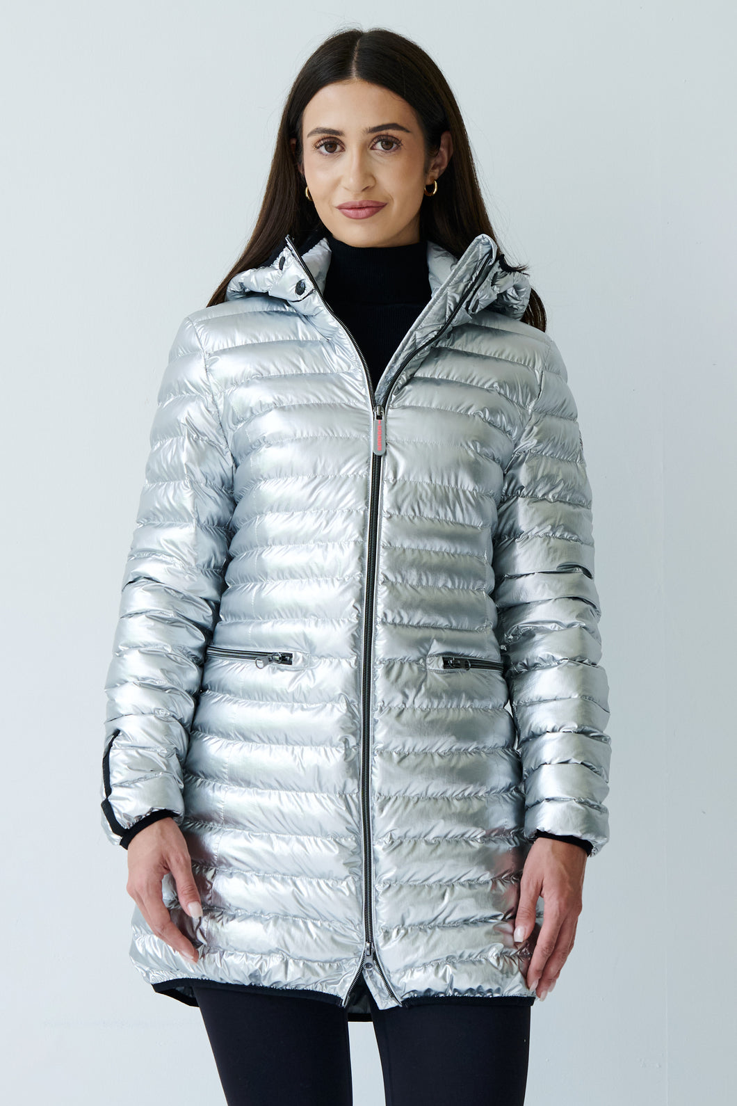 Shannon Vegan Down Jacket | Metallic Silver