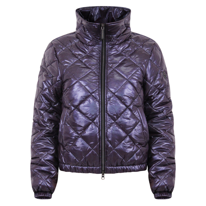 Quilted purple jacket on a white background