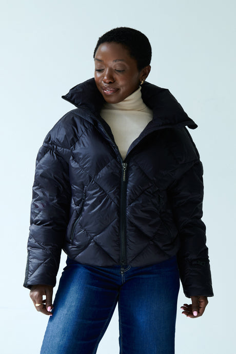 Zoe Down Bomber Jacket | Black 6