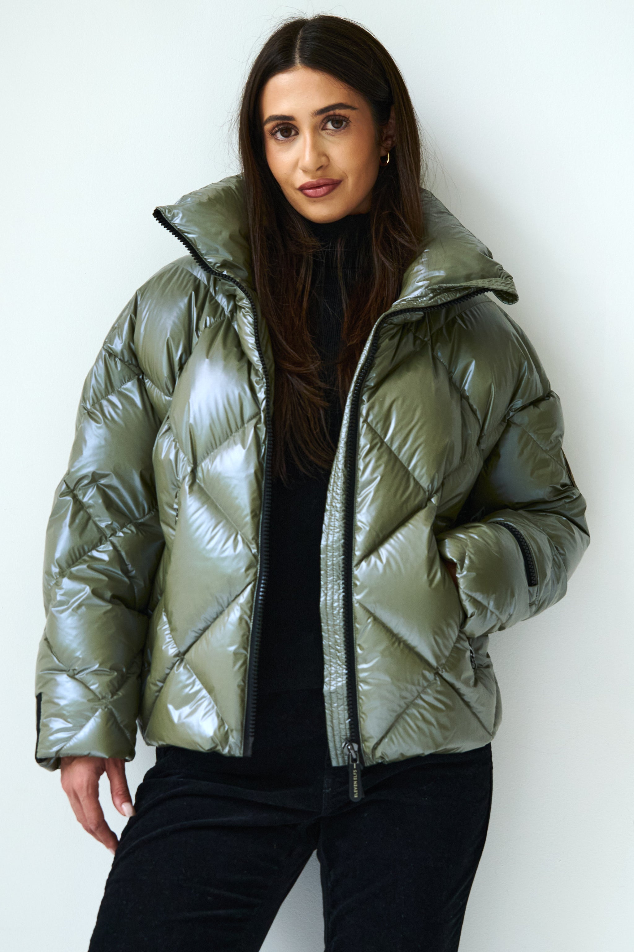 Zoe Down Bomber Jacket Olive Eleven Elfs