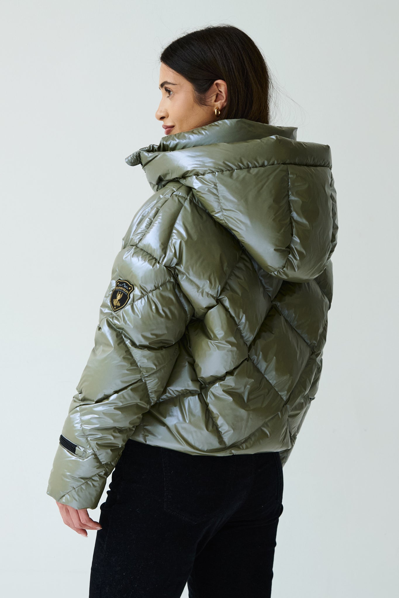 Zoe Down Bomber Jacket Olive Eleven Elfs