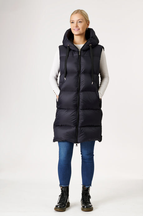 Glaze Long Down Vest | Black