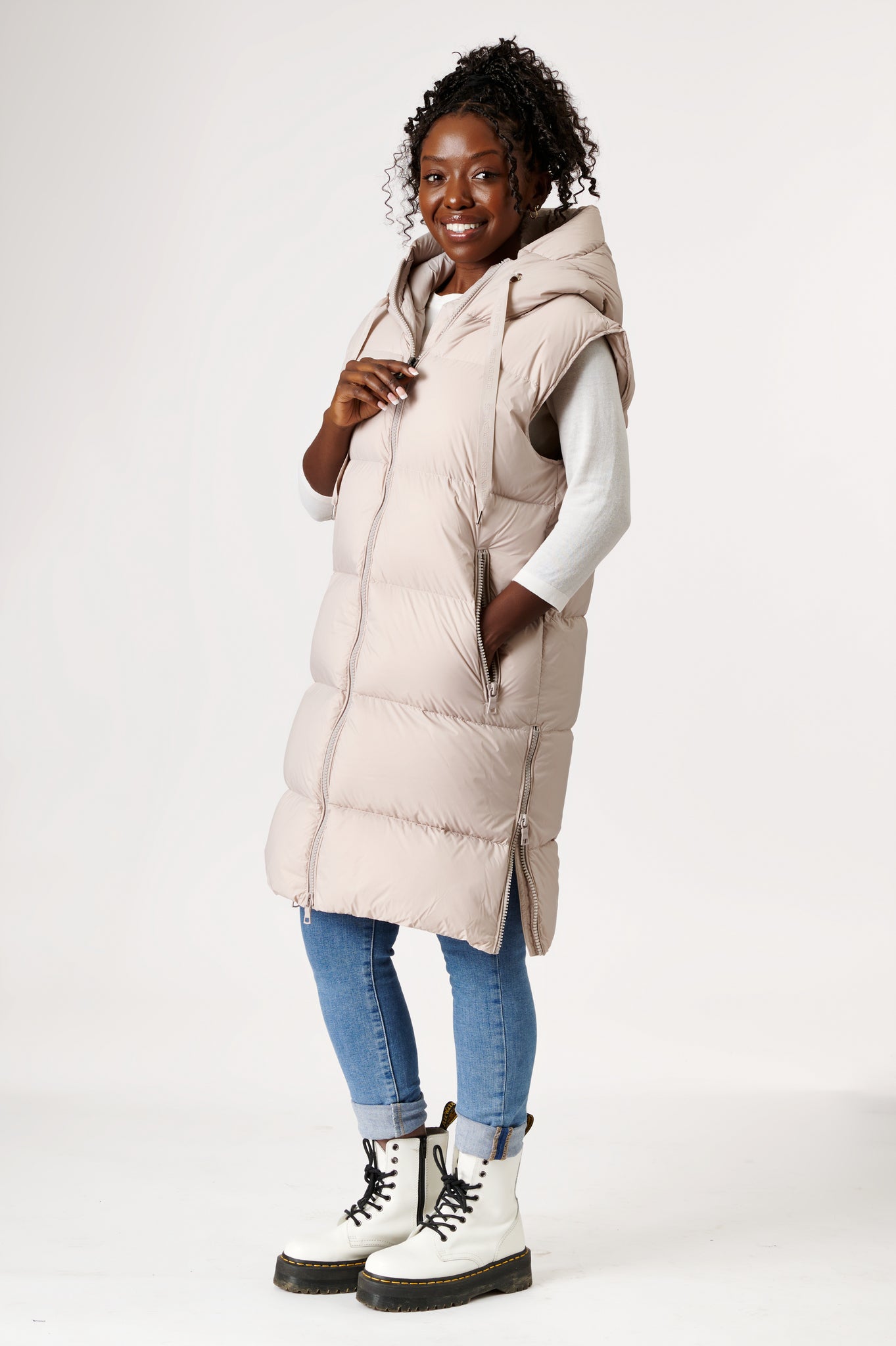 Knee length down vest best sale