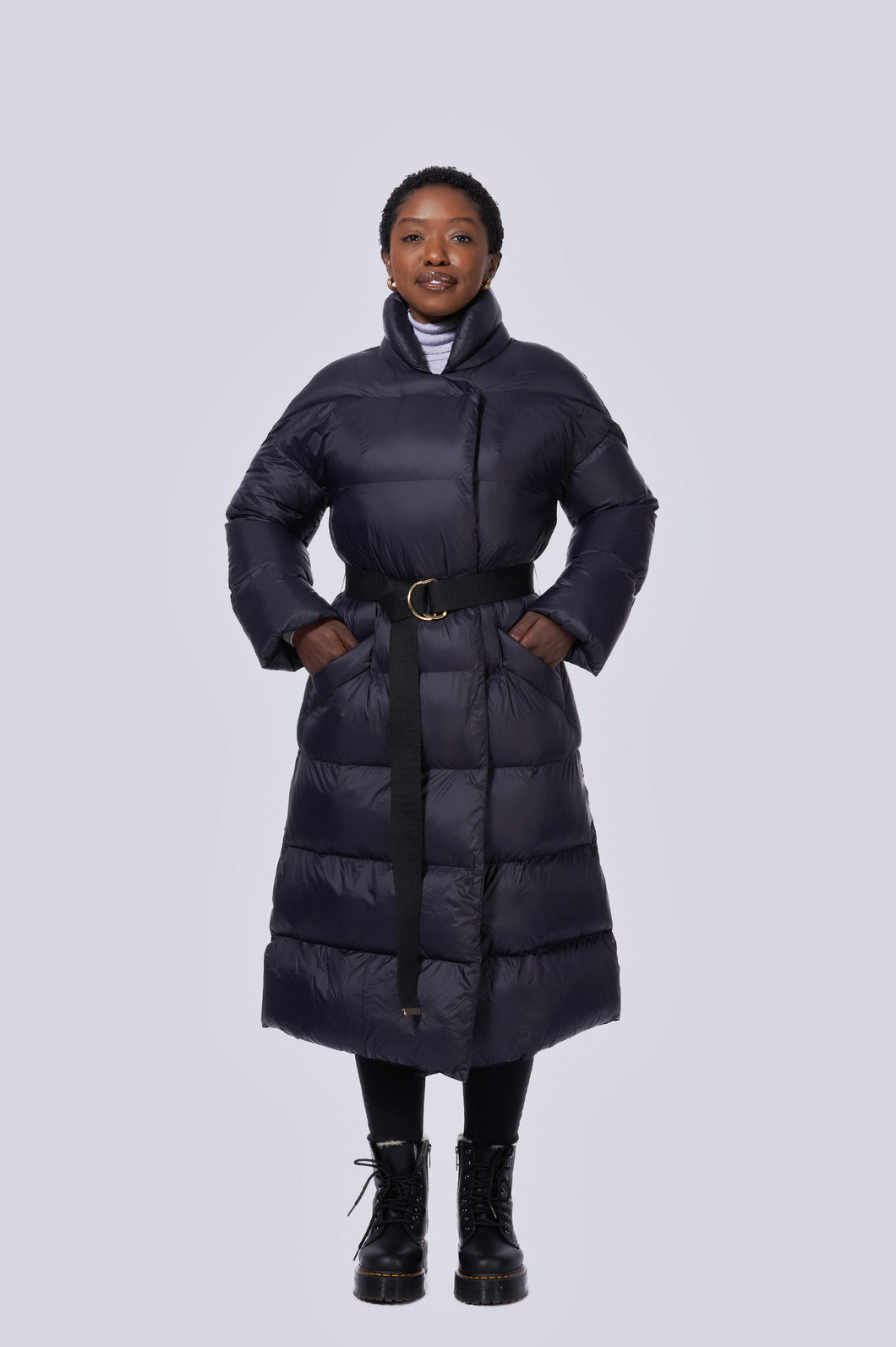 Posh Long Vegan Down Coat | Black 2