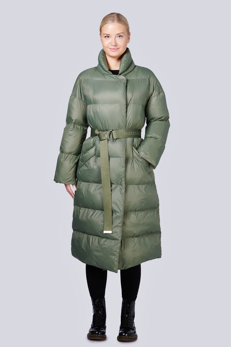 Posh Long Vegan Down Coat | Military 2
