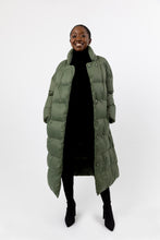 Load image into Gallery viewer, Posh Long Vegan Down Coat | Military 7
